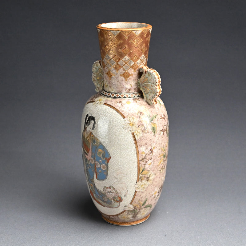 Fabulous Kyo-Satsuma Studio Vase, early 20th century