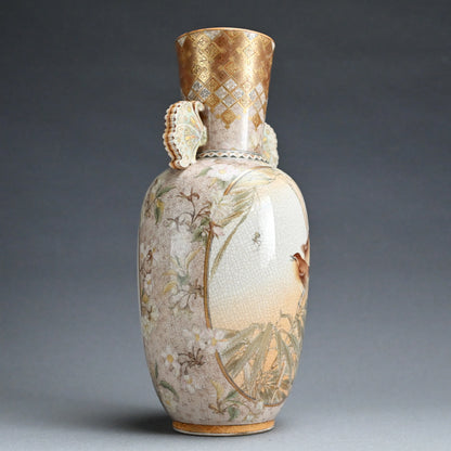 Fabulous Kyo-Satsuma Studio Vase, early 20th century