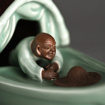 Boat-Shaped Koro Incense Burner ー宮川 (真葛) 香山 “青磁釉 香爐”