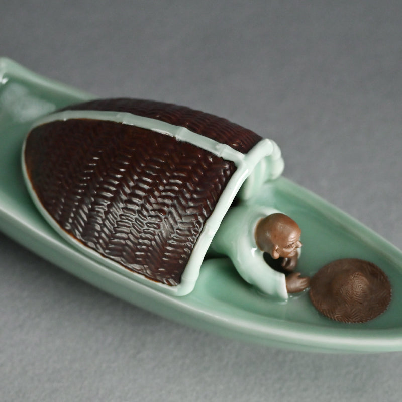 Boat-Shaped Koro Incense Burner ー宮川 (真葛) 香山 “青磁釉 香爐”