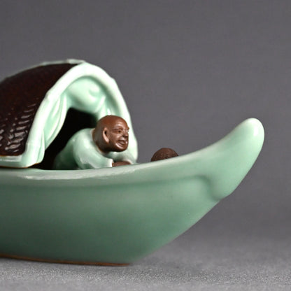 Boat-Shaped Koro Incense Burner ー宮川 (真葛) 香山 “青磁釉 香爐”