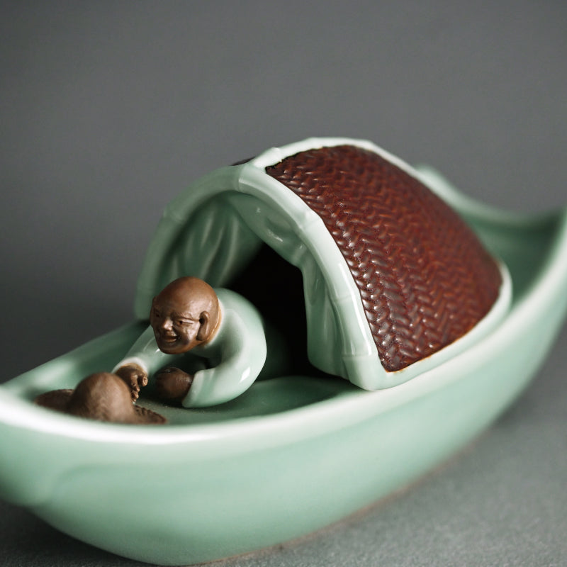 Boat-Shaped Koro Incense Burner ー宮川 (真葛) 香山 “青磁釉 香爐”
