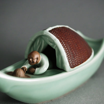 Boat-Shaped Koro Incense Burner ー宮川 (真葛) 香山 “青磁釉 香爐”