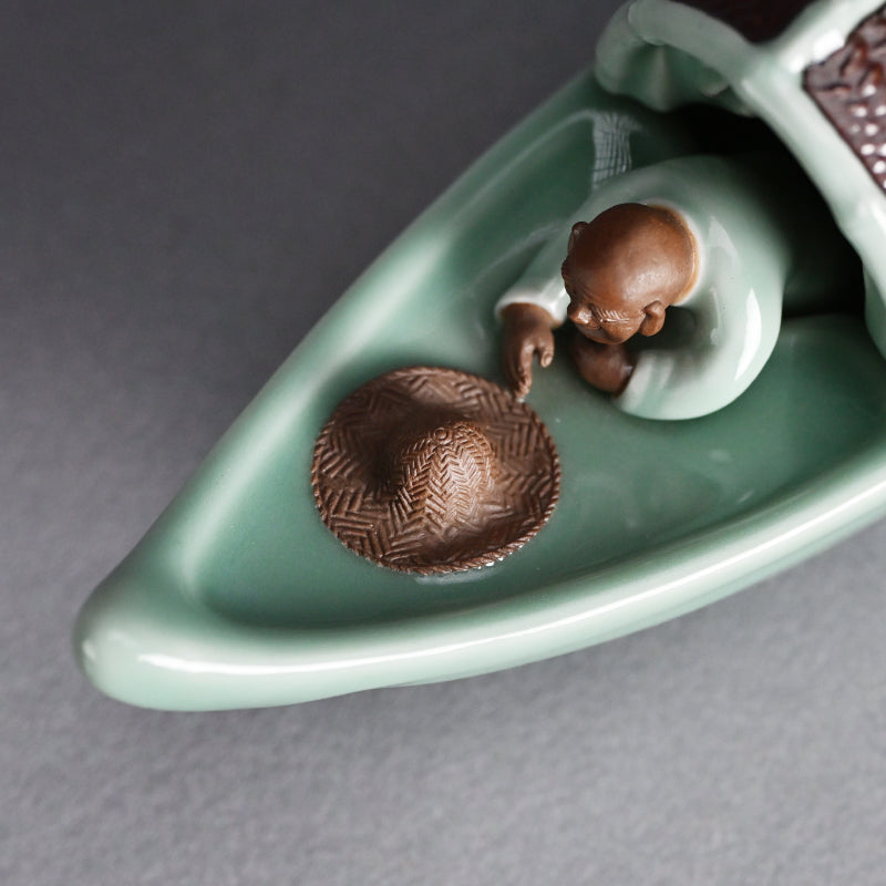 Boat-Shaped Koro Incense Burner ー宮川 (真葛) 香山 “青磁釉 香爐”