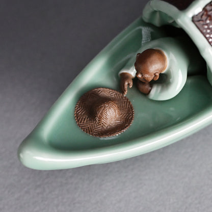 Boat-Shaped Koro Incense Burner ー宮川 (真葛) 香山 “青磁釉 香爐”