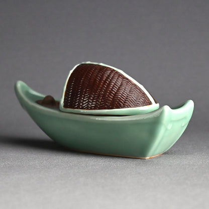 Boat-Shaped Koro Incense Burner ー宮川 (真葛) 香山 “青磁釉 香爐”