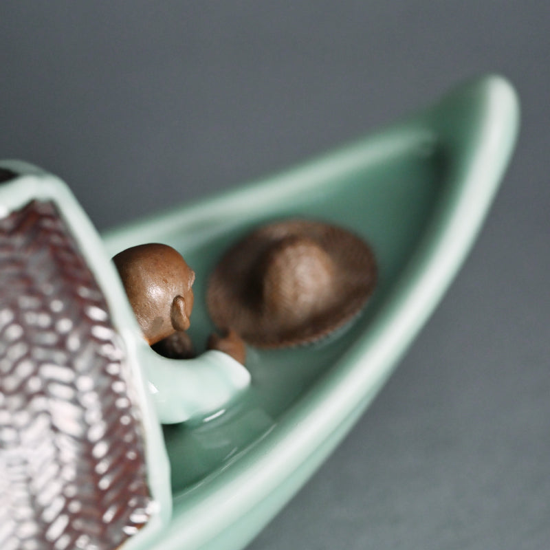 Boat-Shaped Koro Incense Burner ー宮川 (真葛) 香山 “青磁釉 香爐”