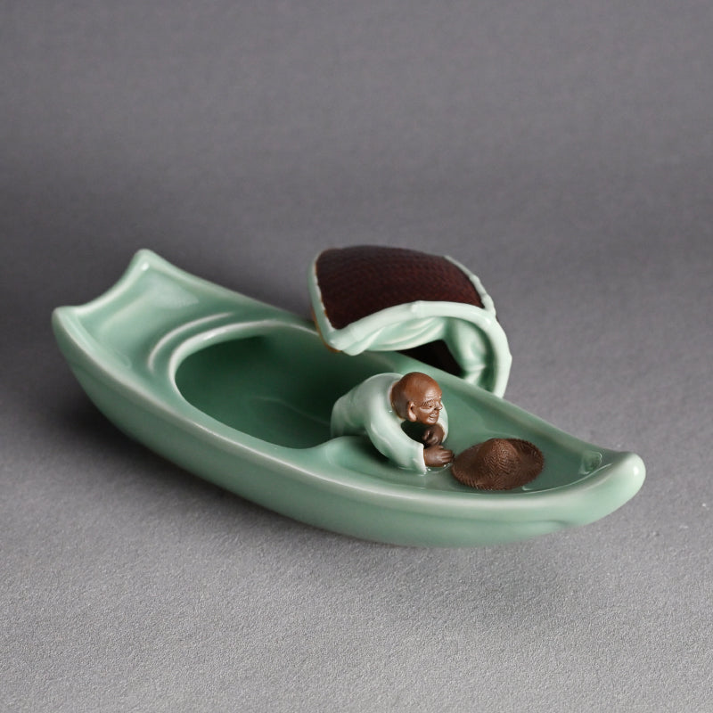 Boat-Shaped Koro Incense Burner ー宮川 (真葛) 香山 “青磁釉 香爐”