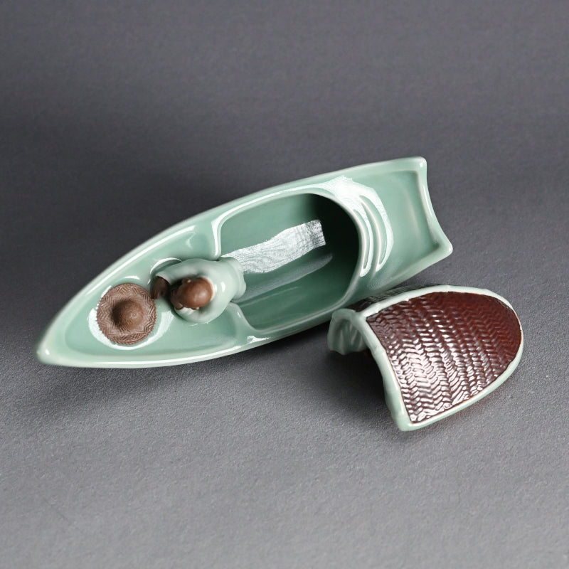 Boat-Shaped Koro Incense Burner ー宮川 (真葛) 香山 “青磁釉 香爐”