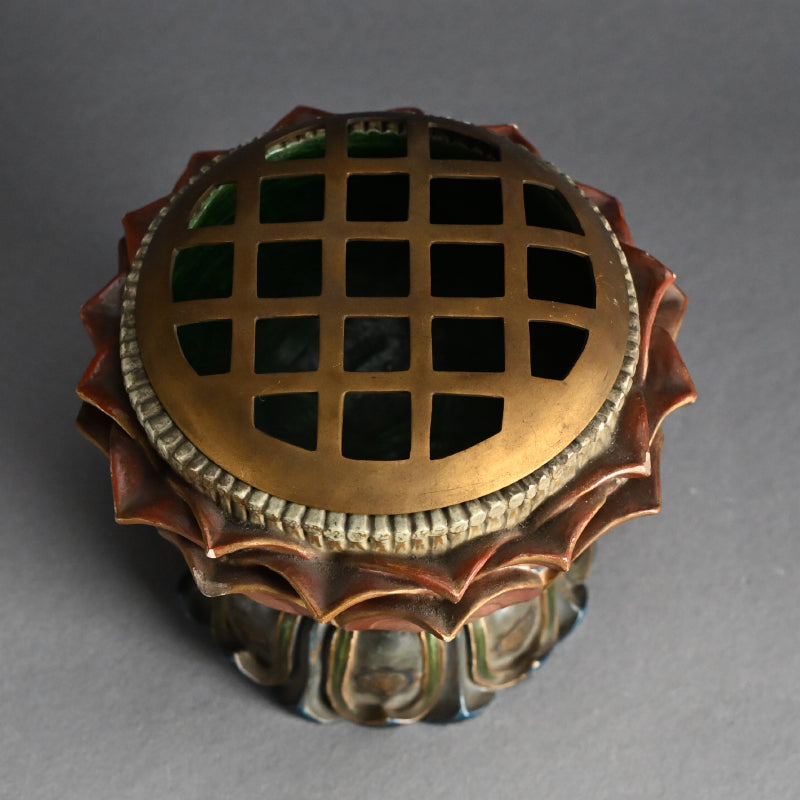 Beautiful Antique Japanese Lotus Pedestal Koro Incense Burner