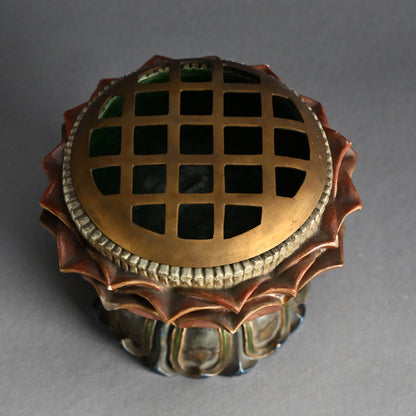 Beautiful Antique Japanese Lotus Pedestal Koro Incense Burner
