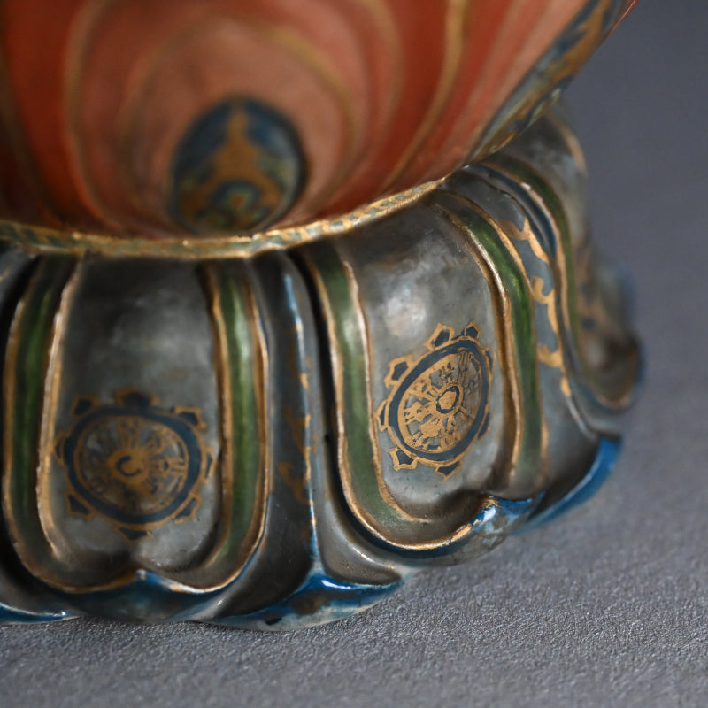 Beautiful Antique Japanese Lotus Pedestal Koro Incense Burner