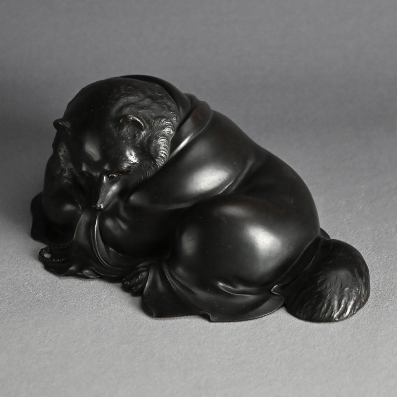 Superlative Bronze Tanuki Okimono Sculpture ー大島 如雲