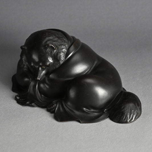 Superlative Bronze Tanuki Okimono Sculpture ー大島 如雲