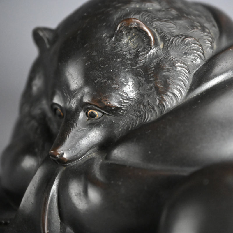 Superlative Bronze Tanuki Okimono Sculpture ー大島 如雲