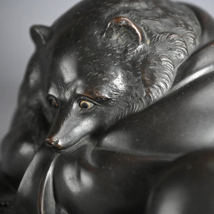 Superlative Bronze Tanuki Okimono Sculpture ー大島 如雲