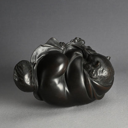 Superlative Bronze Tanuki Okimono Sculpture ー大島 如雲