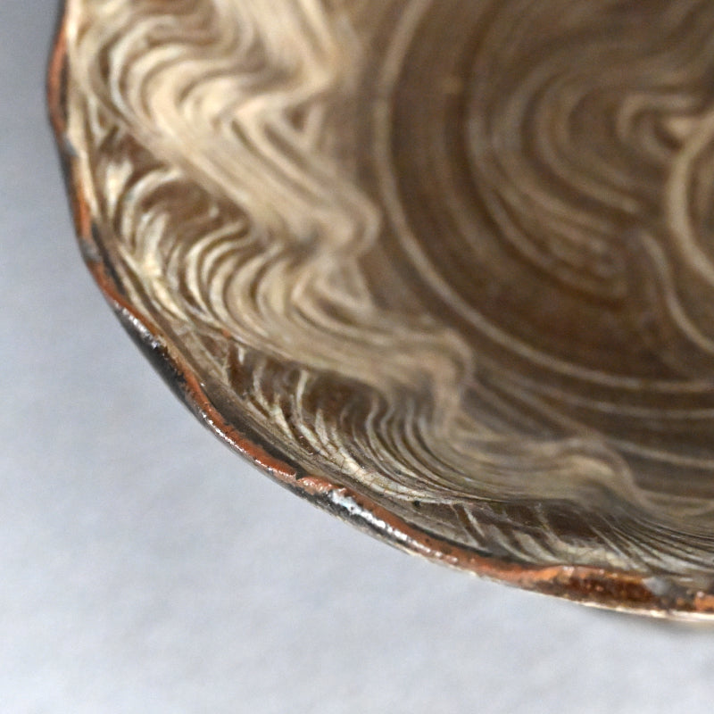 Edo p. Utsutsugawa Yaki Pottery Footed Dish
