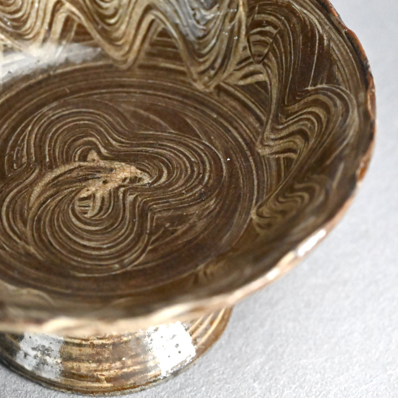 Edo p. Utsutsugawa Yaki Pottery Footed Dish