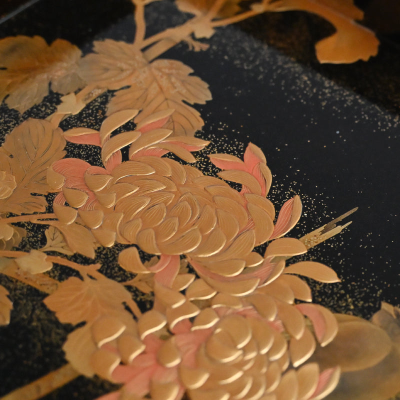 Exquisite Antique Lacquer Stand & Tray A