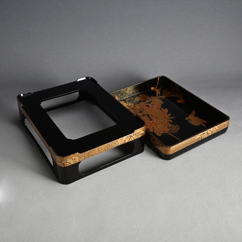 Exquisite Antique Lacquer Stand & Tray A