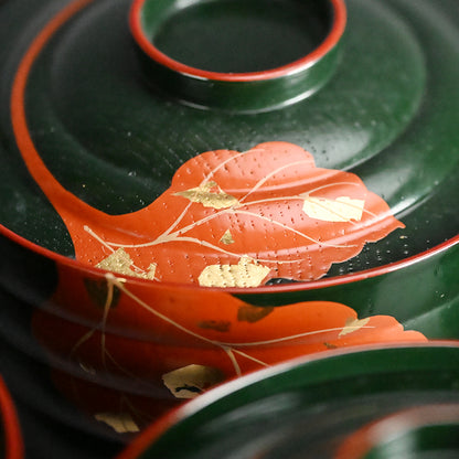 10 pc. Lacquer Bowl Set ー津田 哲斎 “青漆 色画碗”