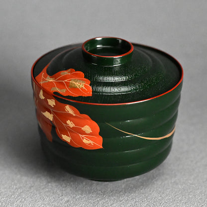 10 pc. Lacquer Bowl Set ー津田 哲斎 “青漆 色画碗”