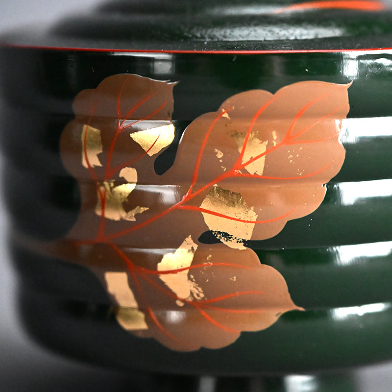 10 pc. Lacquer Bowl Set ー津田 哲斎 “青漆 色画碗”