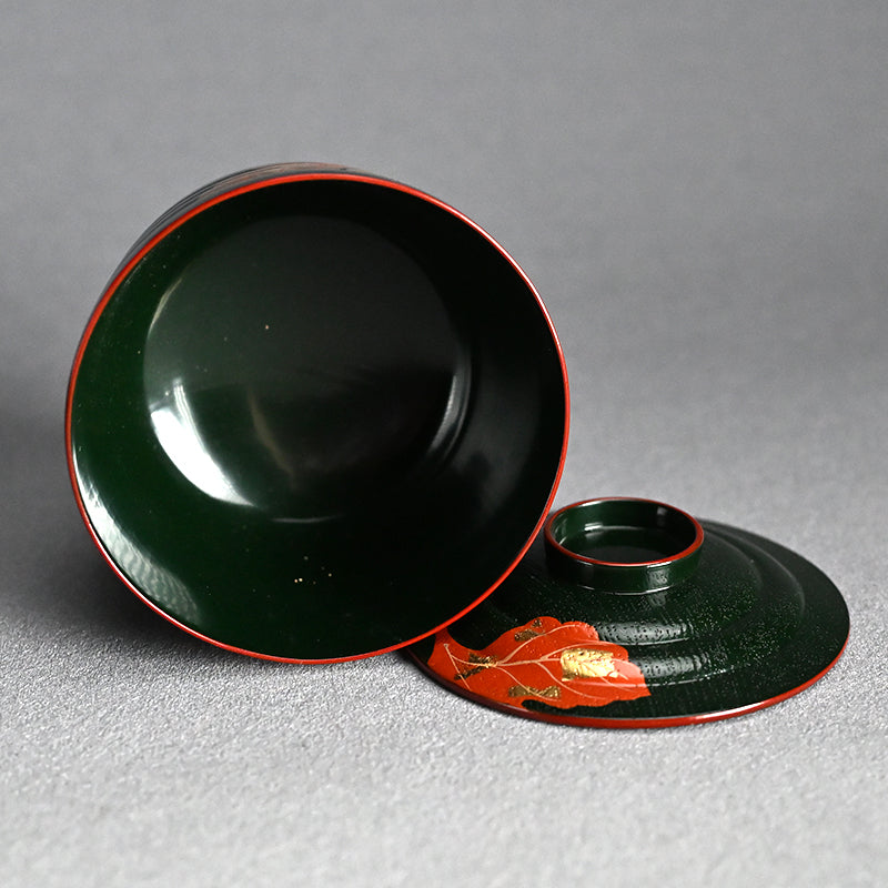 10 pc. Lacquer Bowl Set ー津田 哲斎 “青漆 色画碗”