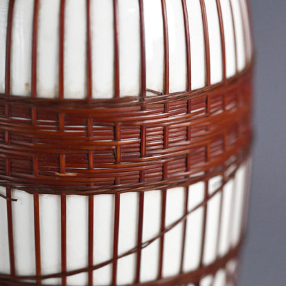Rare Tankoji Yaki Pottery Vase Bound with Basket Weave