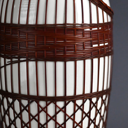 Rare Tankoji Yaki Pottery Vase Bound with Basket Weave