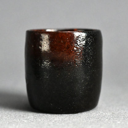 5 pc. Edo p. Kuro-Raku Pottery Sake Cup Set　