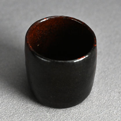 5 pc. Edo p. Kuro-Raku Pottery Sake Cup Set　