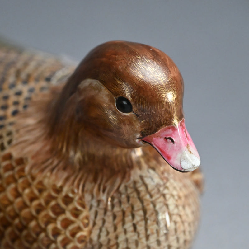 Pair, Ceramic Oshidori Mandarin Duck Koro Incense Burners