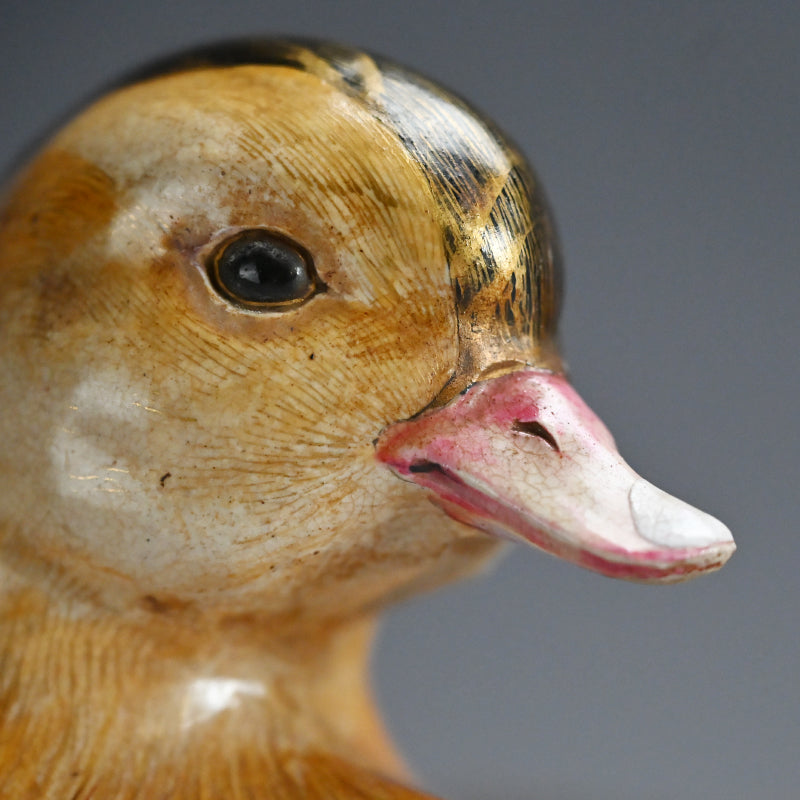 Pair, Ceramic Oshidori Mandarin Duck Koro Incense Burners