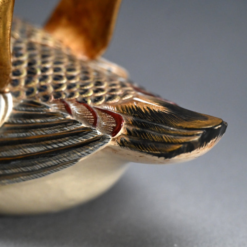 Pair, Ceramic Oshidori Mandarin Duck Koro Incense Burners