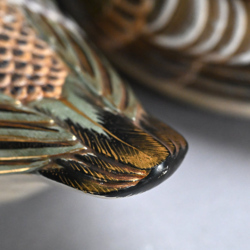 Pair, Ceramic Oshidori Mandarin Duck Koro Incense Burners
