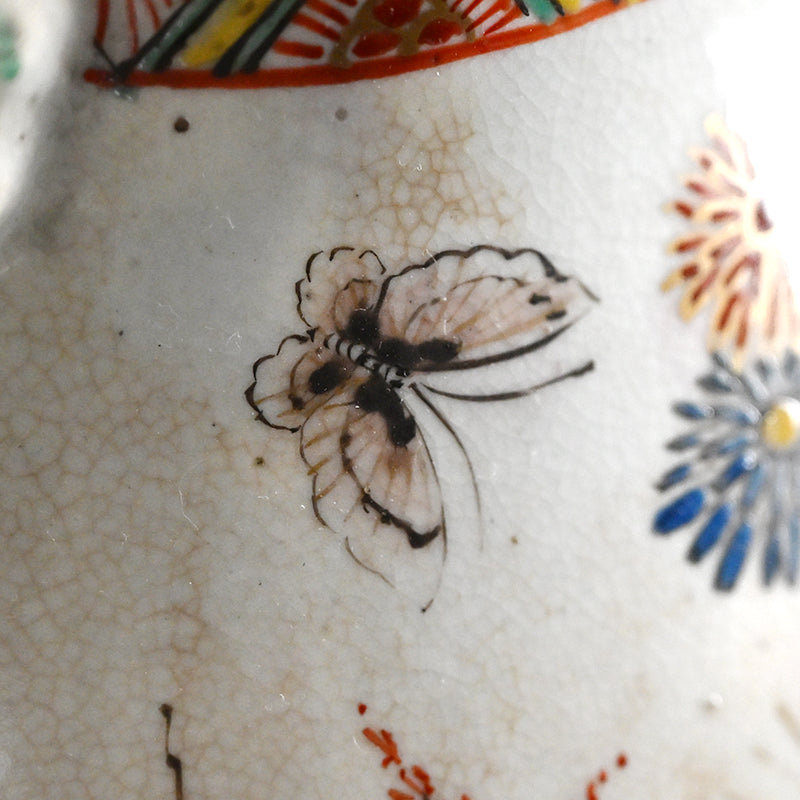Rare! Meiji p. Vase Set ー三代 清水 六兵衛 "色絵花鳥文花瓶"