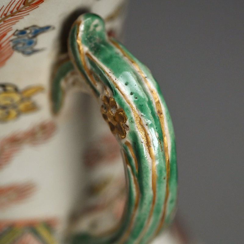 Rare! Meiji p. Vase Set ー三代 清水 六兵衛 "色絵花鳥文花瓶"