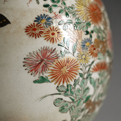 Rare! Meiji p. Vase Set ー三代 清水 六兵衛 "色絵花鳥文花瓶"