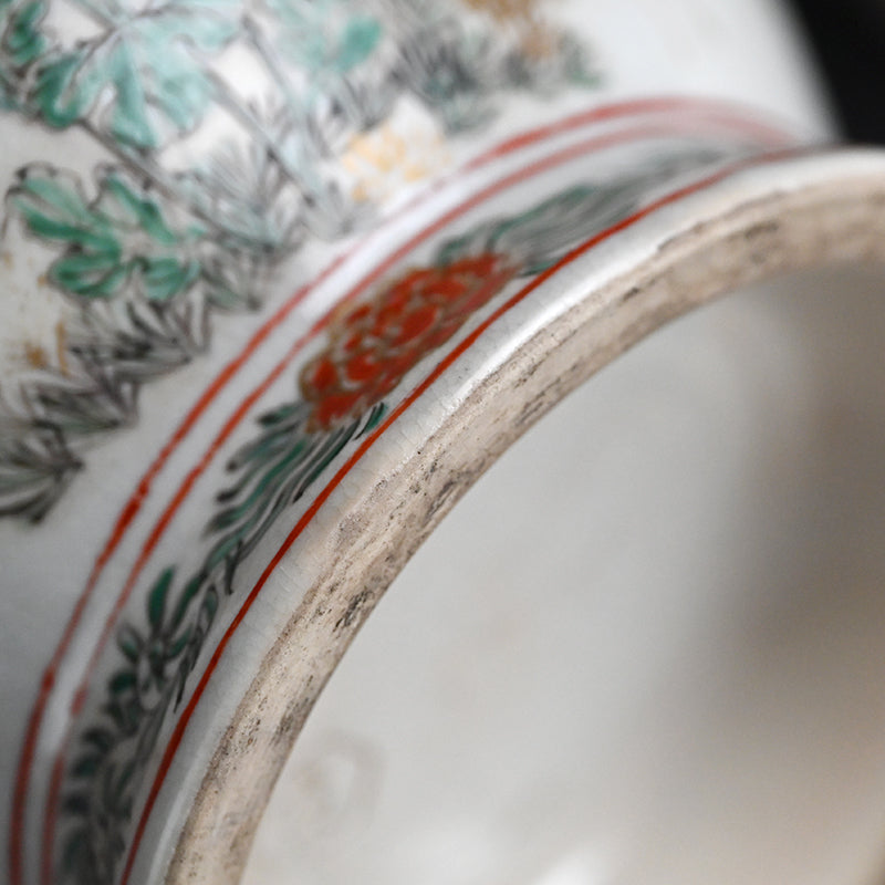 Rare! Meiji p. Vase Set ー三代 清水 六兵衛 "色絵花鳥文花瓶"