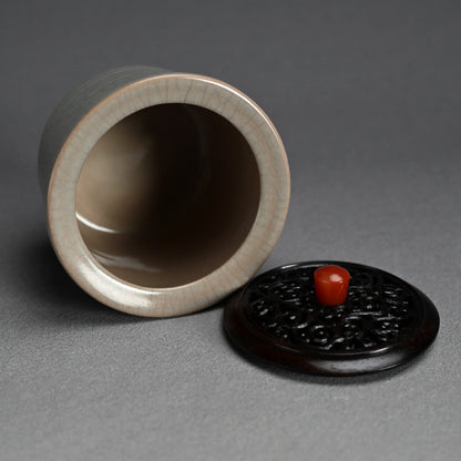 Imperial Artist Celadon Koro Incense Burner ー板谷 波山 “氷華磁香炉”