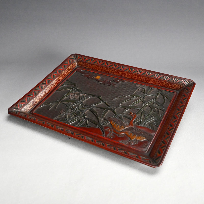Sanuki-bori Carved and Lacquered Tray ー高橋 晥山 "讃岐彫盆"
