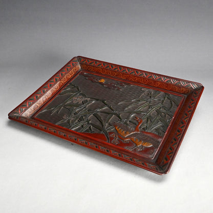 Sanuki-bori Carved and Lacquered Tray ー高橋 晥山 "讃岐彫盆"