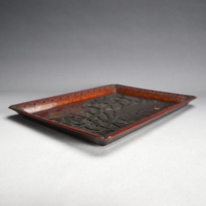 Sanuki-bori Carved and Lacquered Tray ー高橋 晥山 "讃岐彫盆"