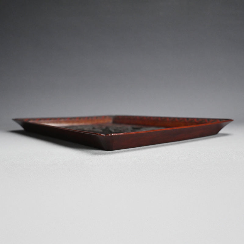 Sanuki-bori Carved and Lacquered Tray ー高橋 晥山 "讃岐彫盆"