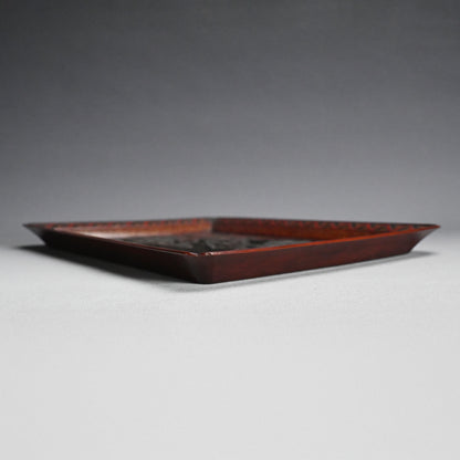 Sanuki-bori Carved and Lacquered Tray ー高橋 晥山 "讃岐彫盆"