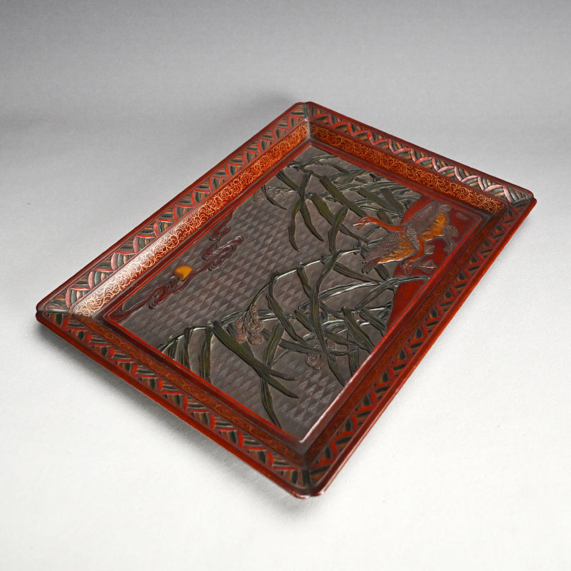 Sanuki-bori Carved and Lacquered Tray ー高橋 晥山 "讃岐彫盆"