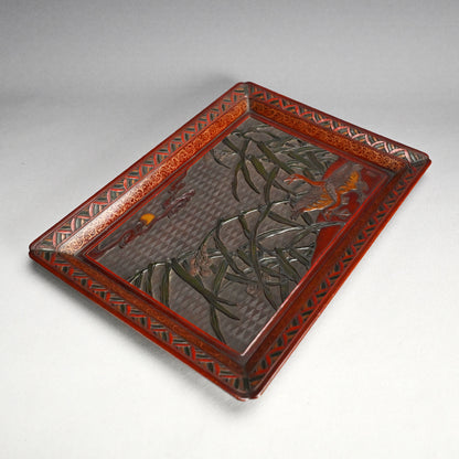 Sanuki-bori Carved and Lacquered Tray ー高橋 晥山 "讃岐彫盆"