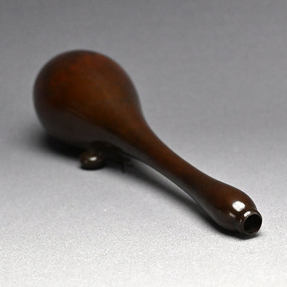 Gourd Shaped Bronze Vase w/ Snail ー西垣 一瑳 "黄銅瓢式 華瓶"
